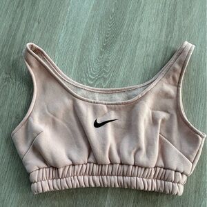 Nike lounge crop top Blush womens Medium Fleece lined